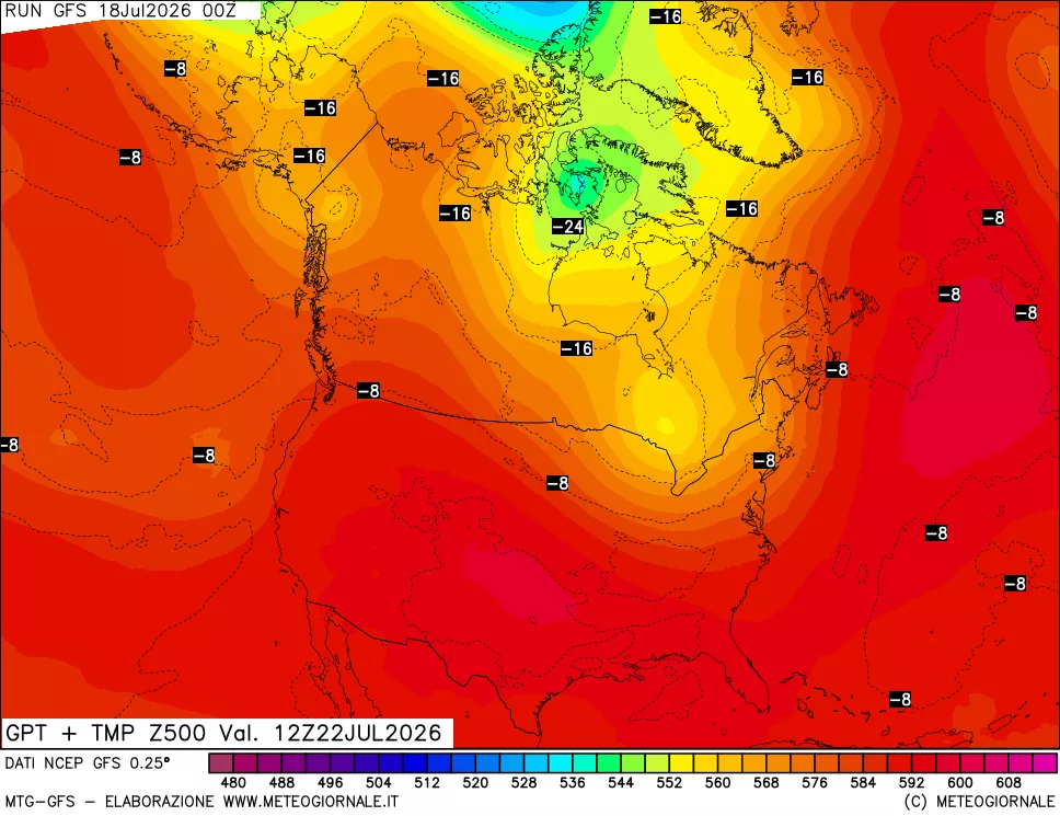 mappa 500 hPa GPT + Temp
