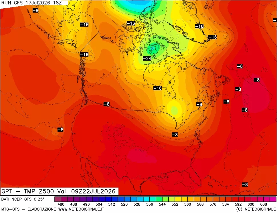 mappa 500 hPa GPT + Temp