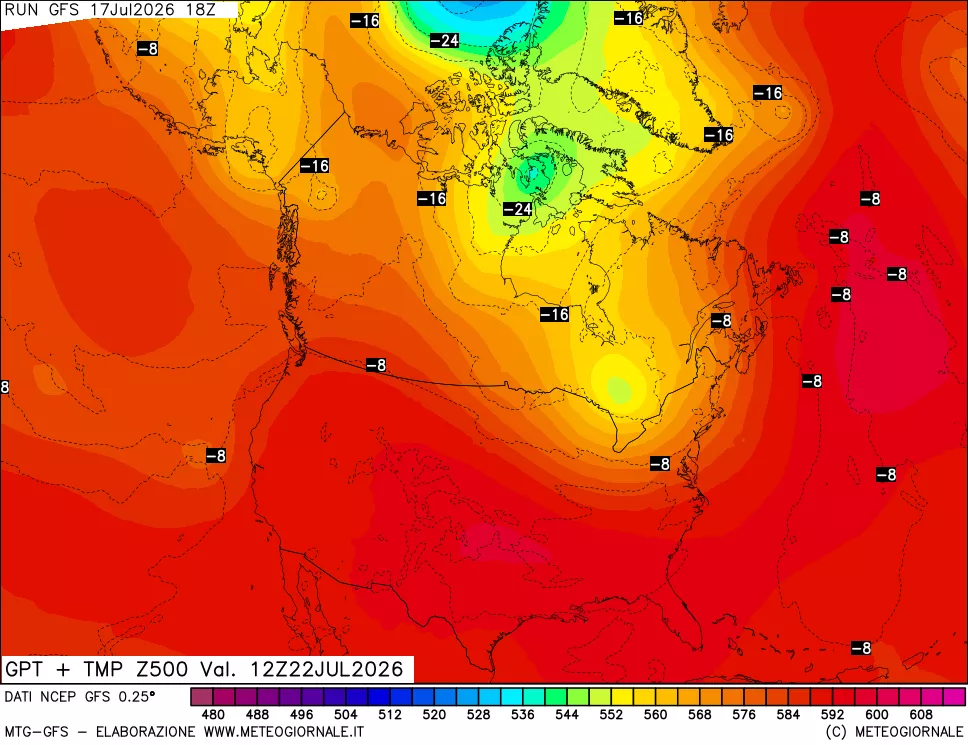 mappa 500 hPa GPT + Temp