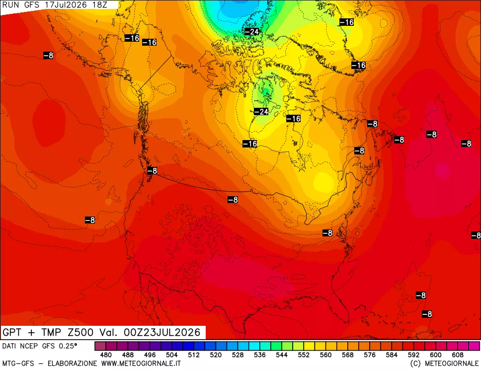 mappa 500 hPa GPT + Temp