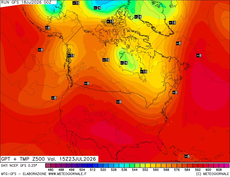 mappa 500 hPa GPT + Temp