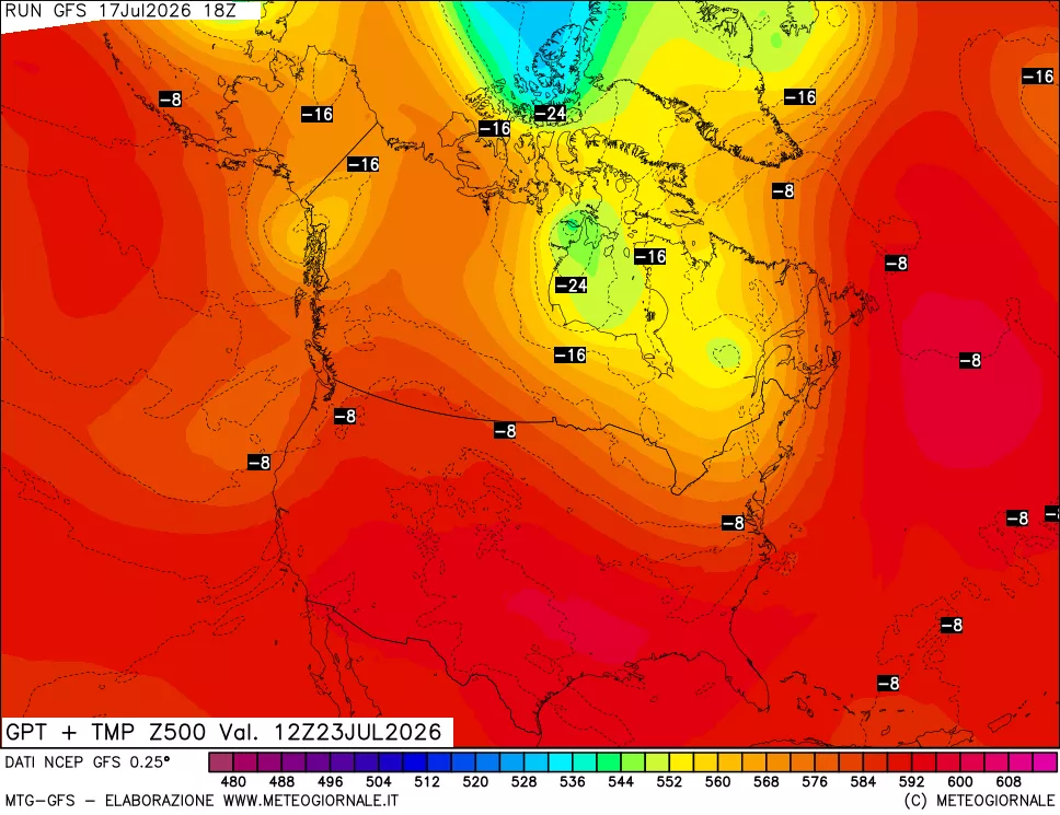 mappa 500 hPa GPT + Temp