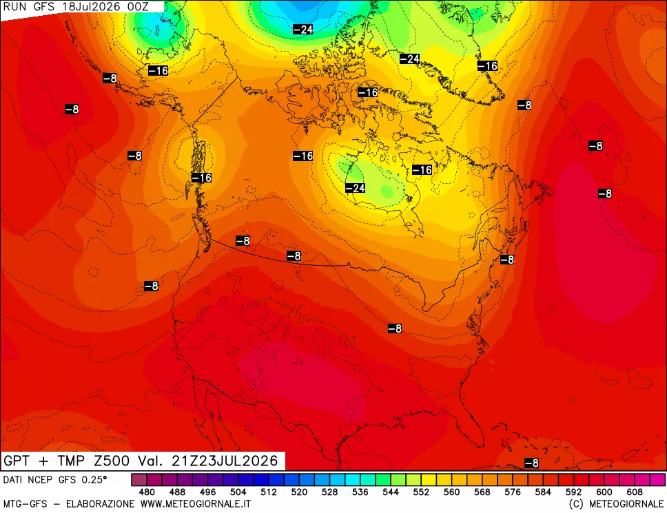 mappa 500 hPa GPT + Temp