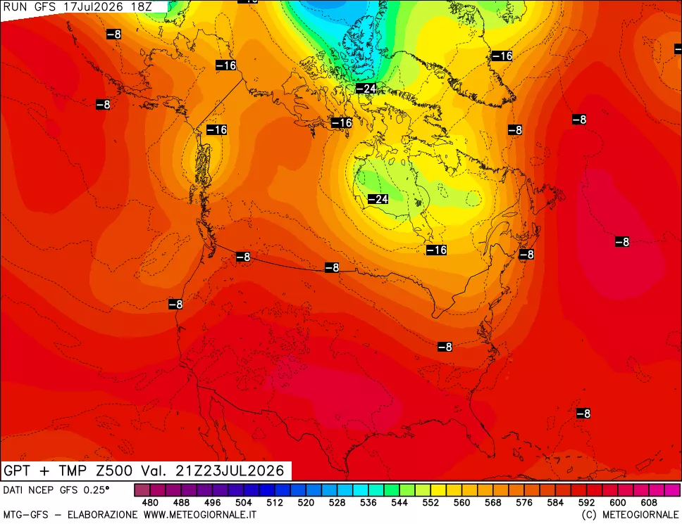 mappa 500 hPa GPT + Temp