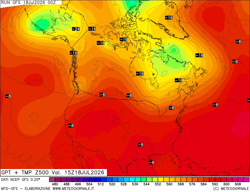 mappa 500 hPa GPT + Temp