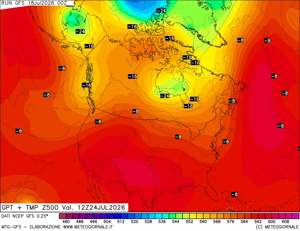 mappa 500 hPa GPT + Temp