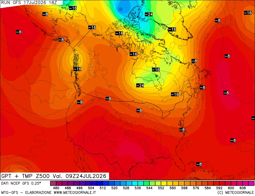 mappa 500 hPa GPT + Temp