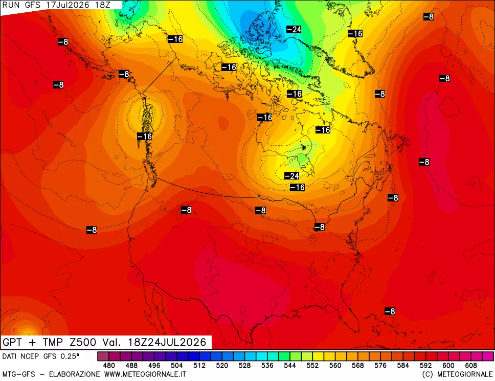 mappa 500 hPa GPT + Temp