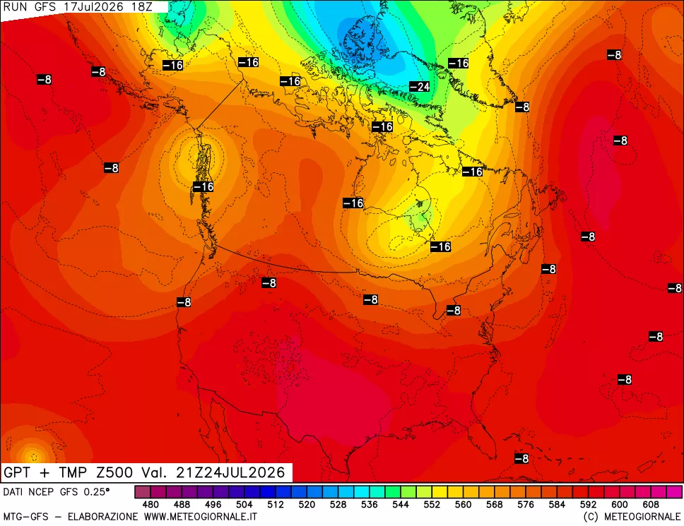 mappa 500 hPa GPT + Temp