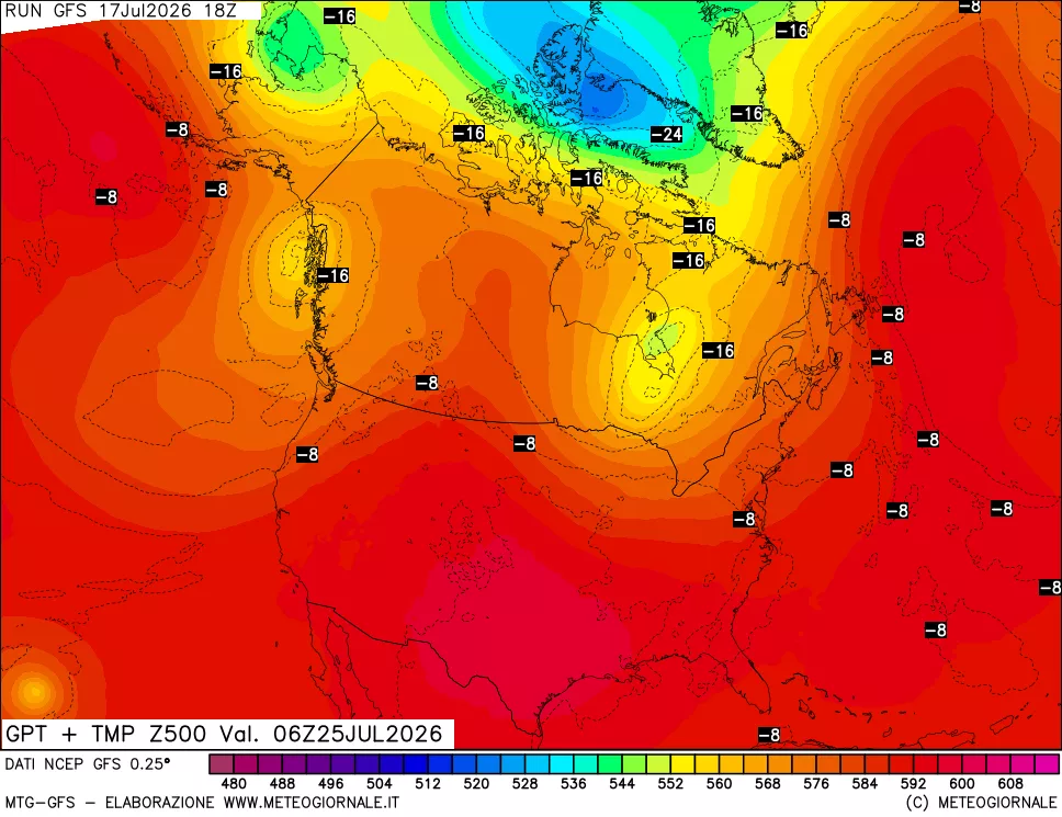 mappa 500 hPa GPT + Temp