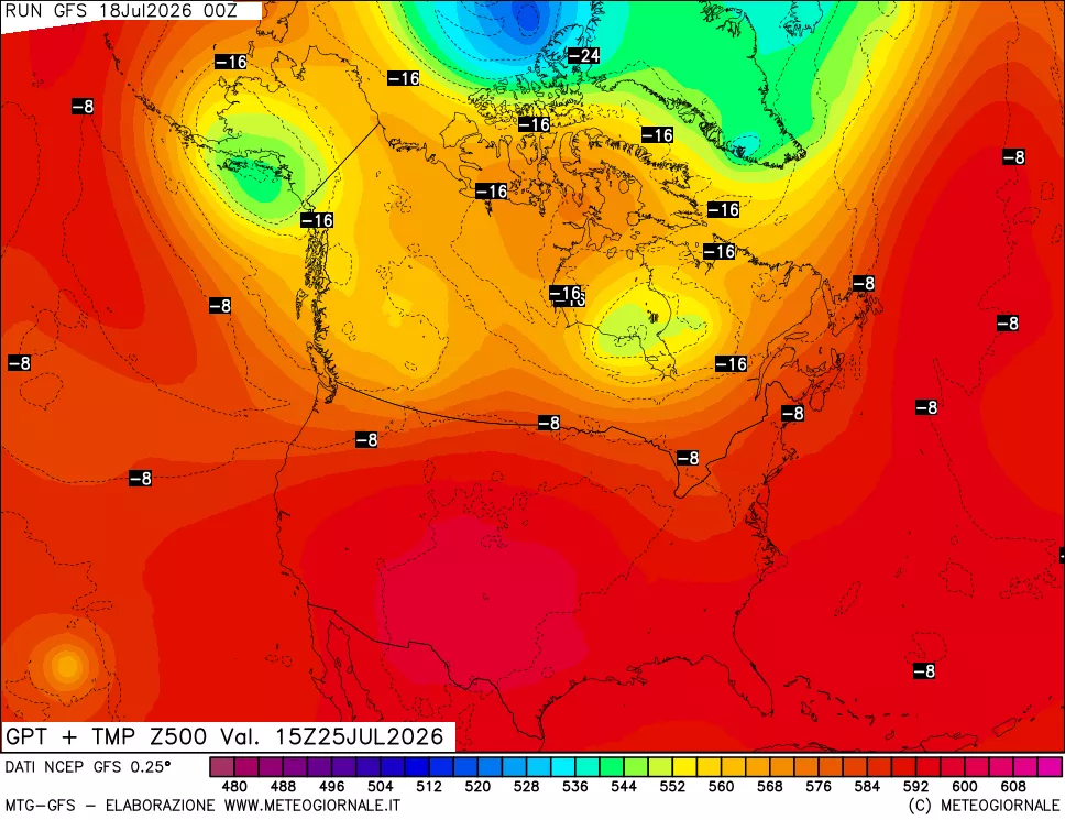 mappa 500 hPa GPT + Temp