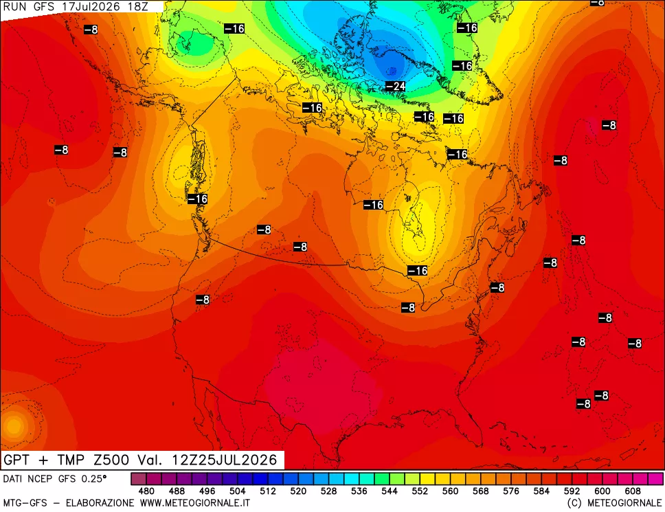 mappa 500 hPa GPT + Temp