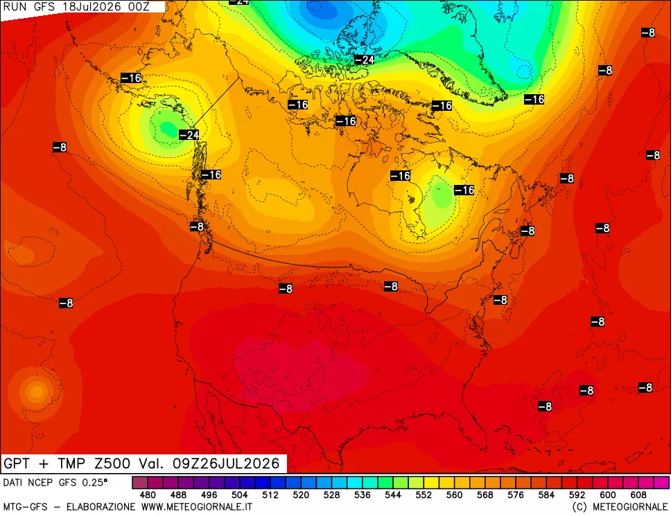 mappa 500 hPa GPT + Temp
