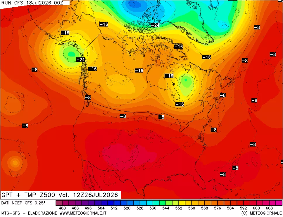mappa 500 hPa GPT + Temp