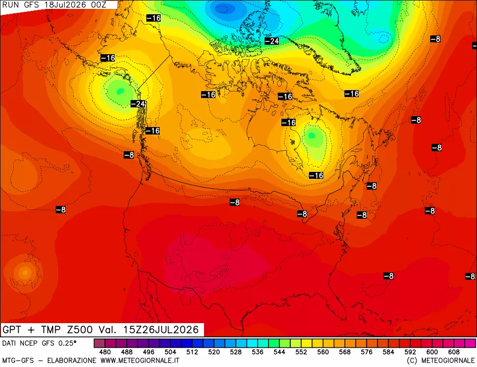mappa 500 hPa GPT + Temp