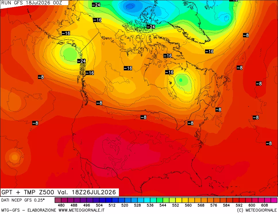 mappa 500 hPa GPT + Temp