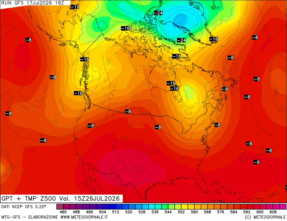 mappa 500 hPa GPT + Temp