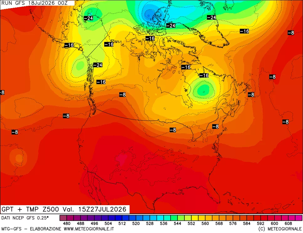 mappa 500 hPa GPT + Temp