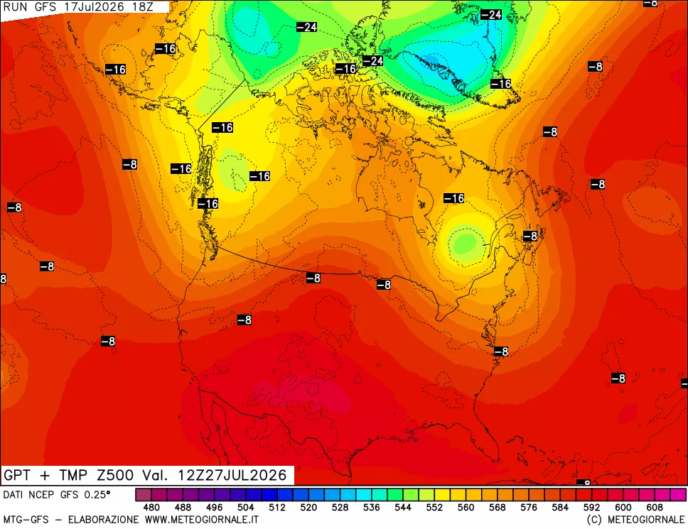 mappa 500 hPa GPT + Temp