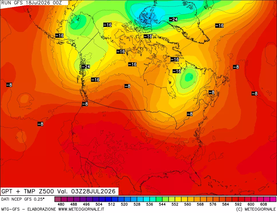 mappa 500 hPa GPT + Temp