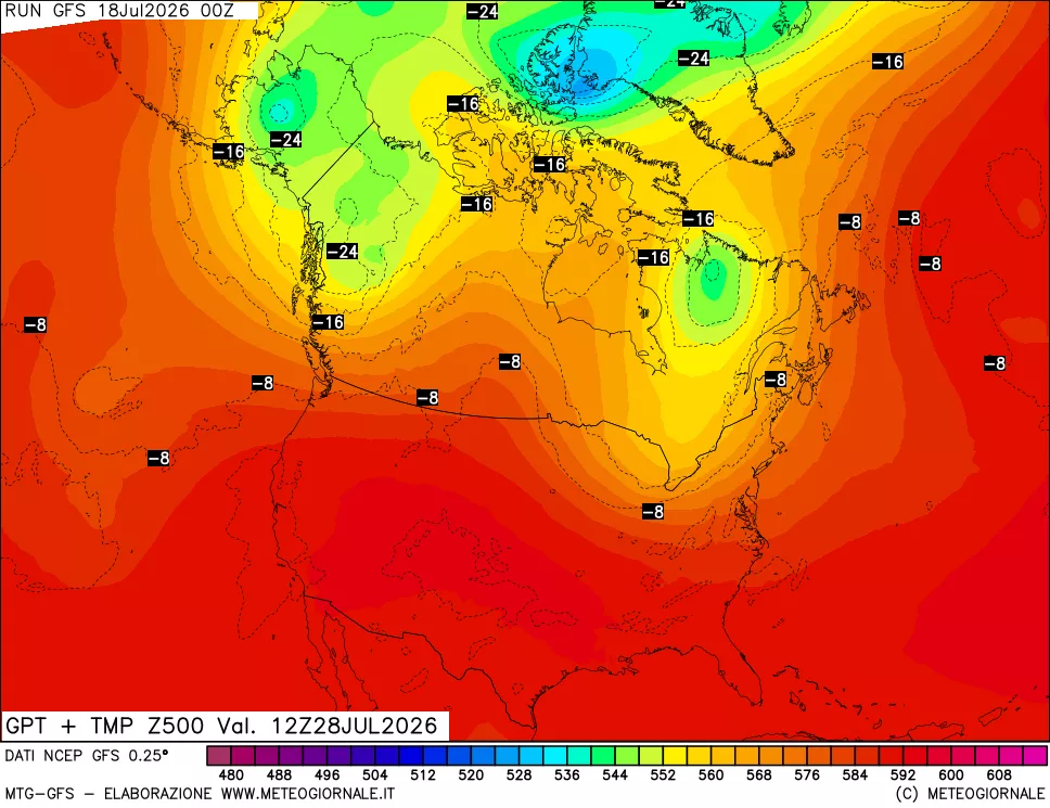 mappa 500 hPa GPT + Temp