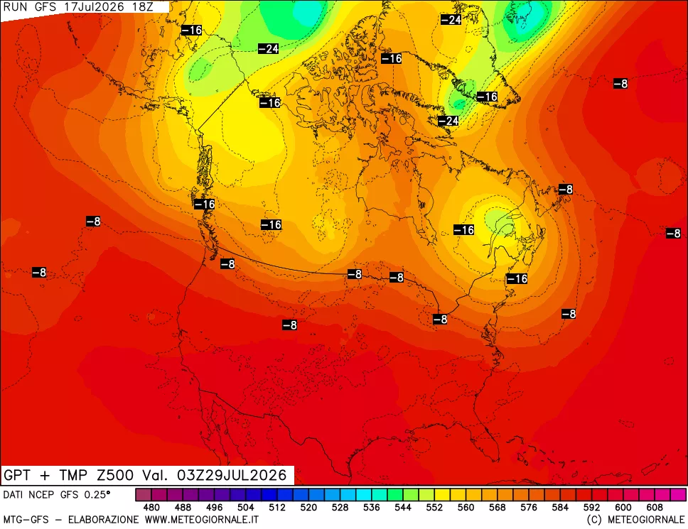 mappa 500 hPa GPT + Temp