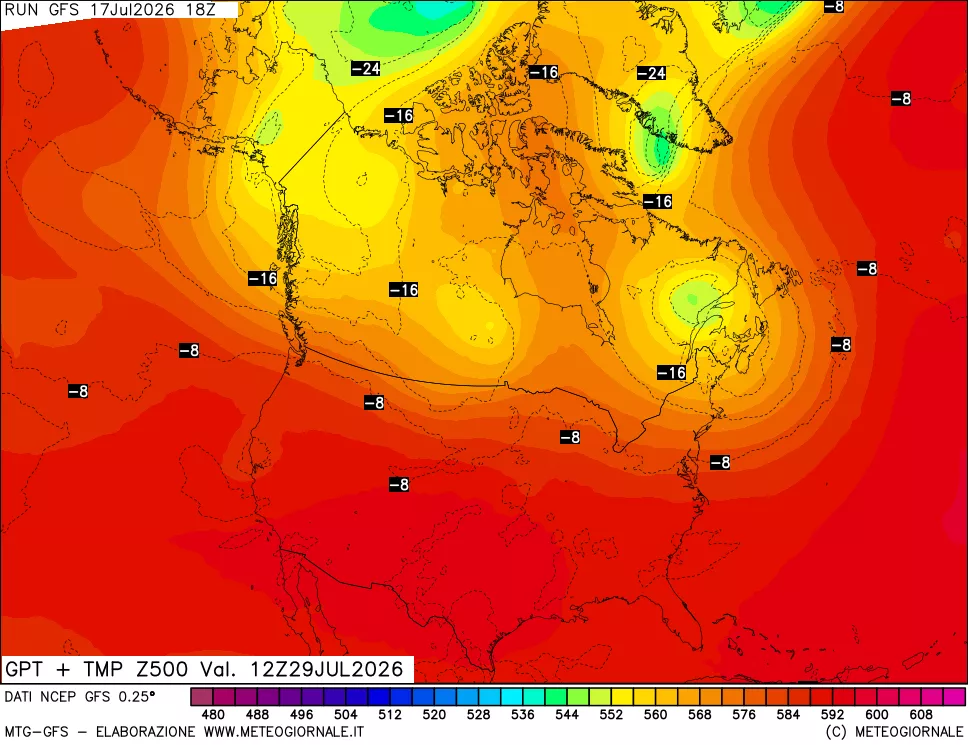 mappa 500 hPa GPT + Temp