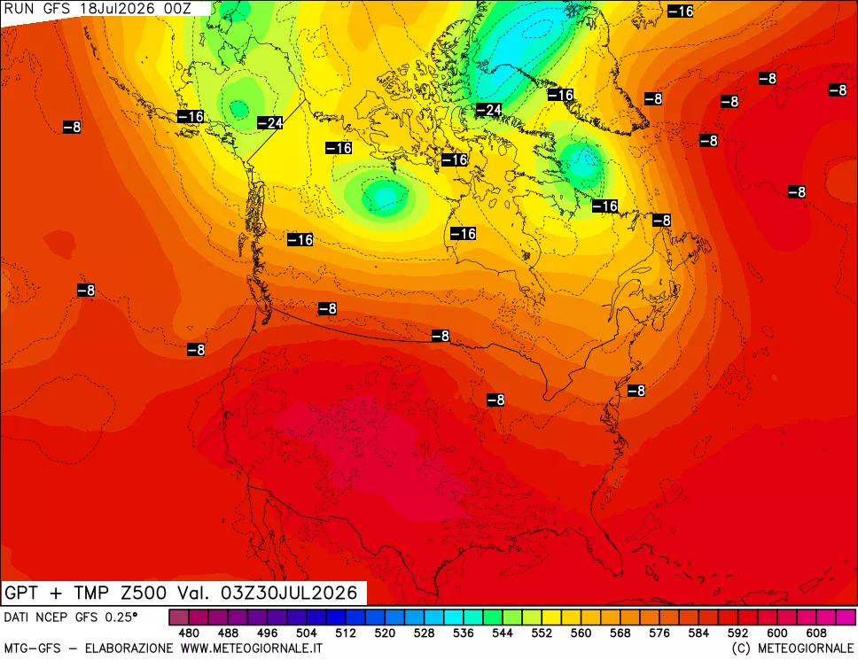 mappa 500 hPa GPT + Temp