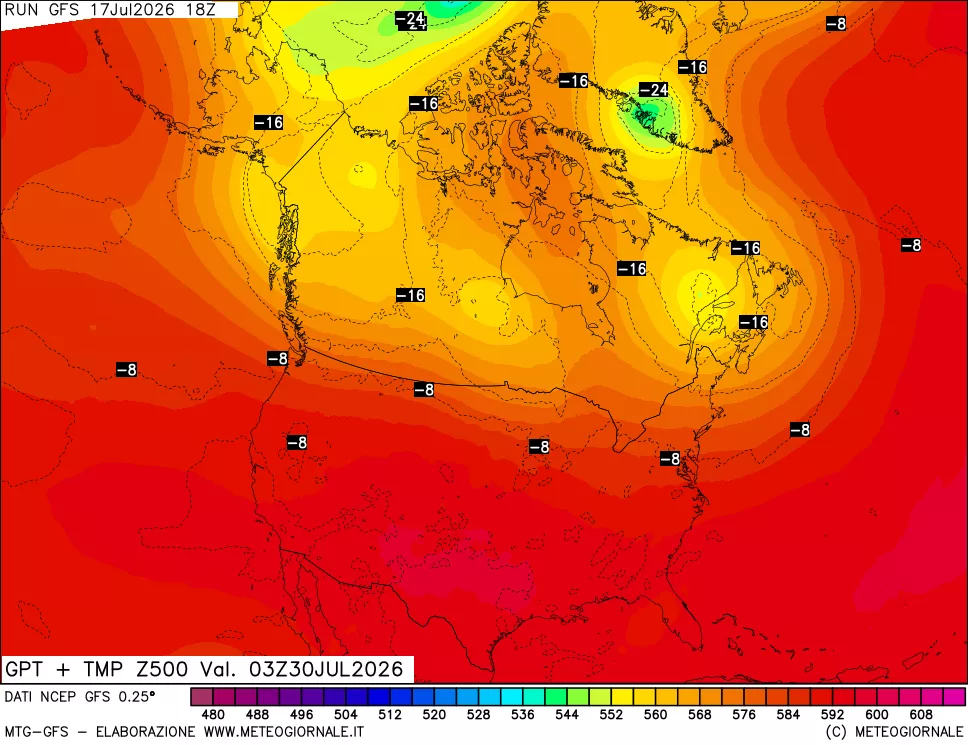 mappa 500 hPa GPT + Temp