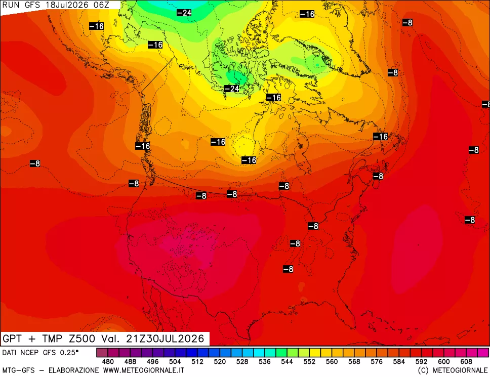 mappa 500 hPa GPT + Temp