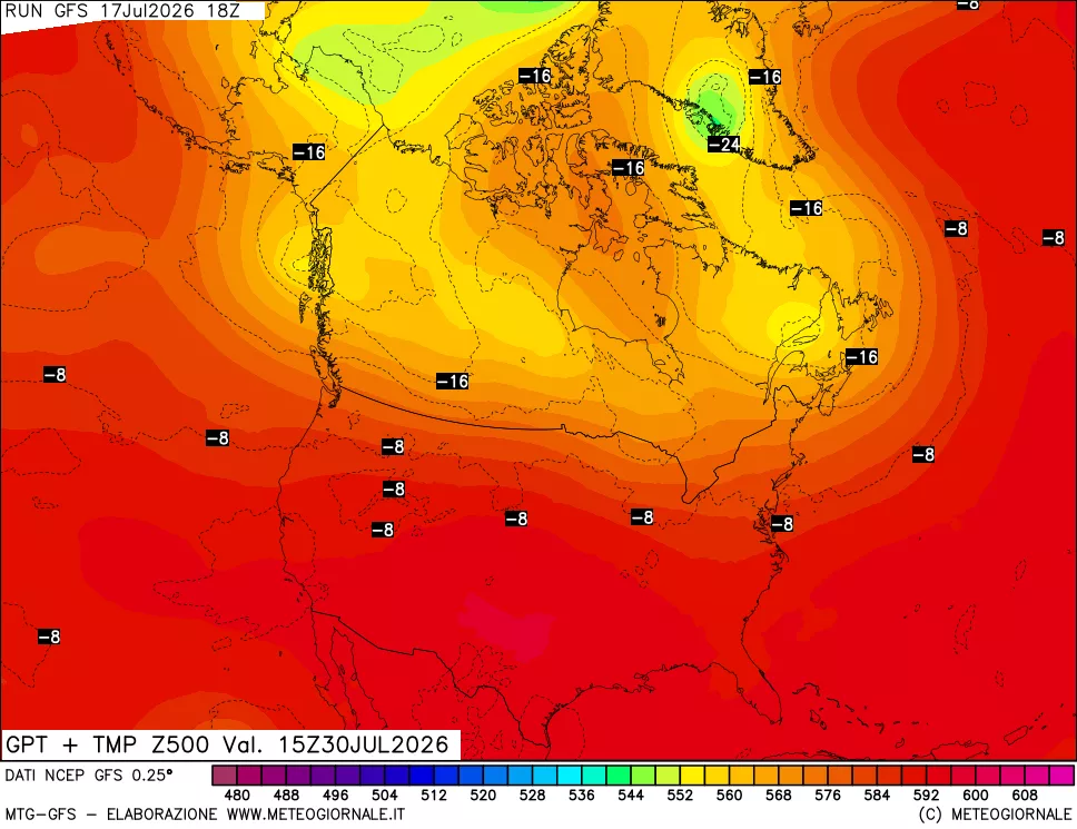 mappa 500 hPa GPT + Temp