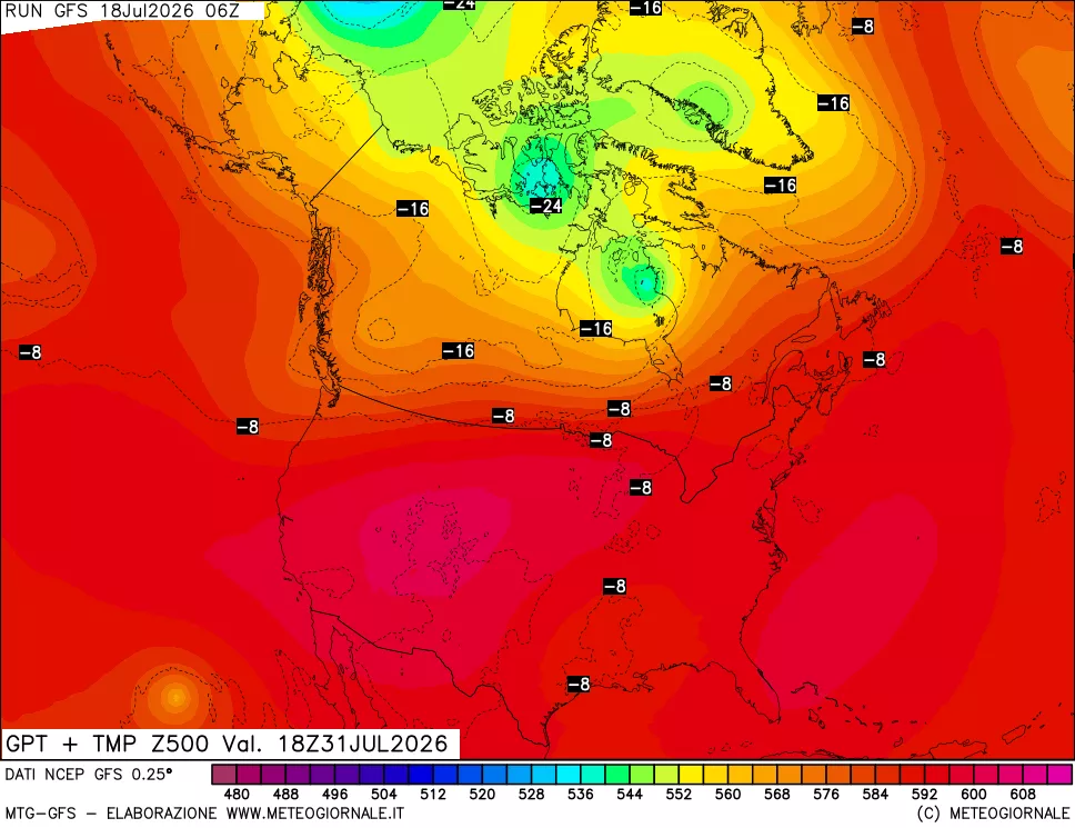 mappa 500 hPa GPT + Temp