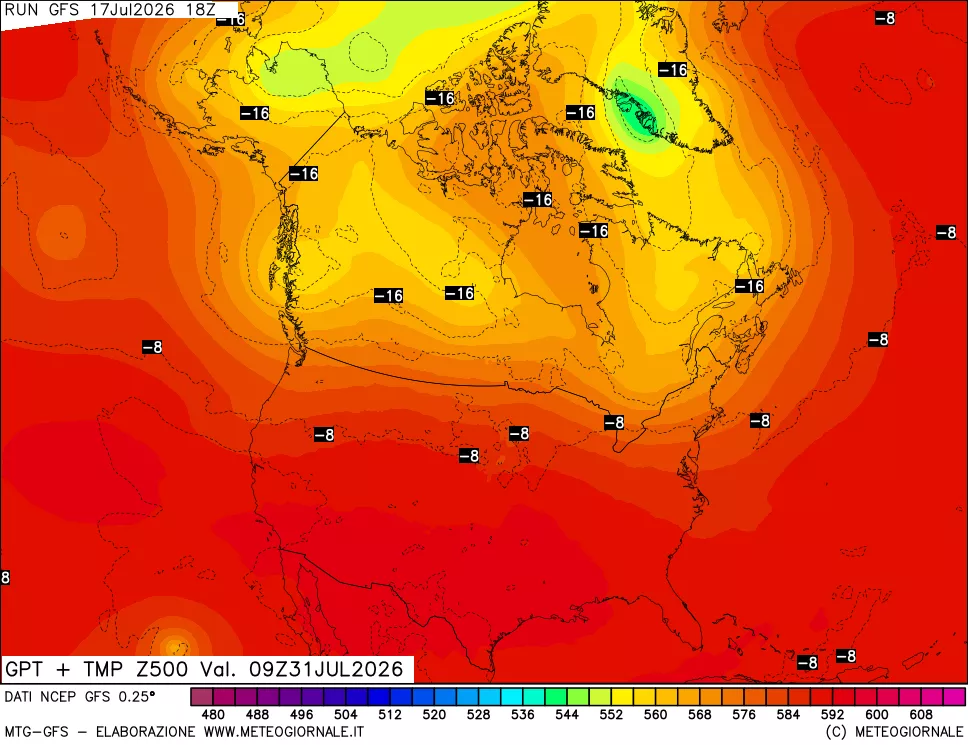 mappa 500 hPa GPT + Temp