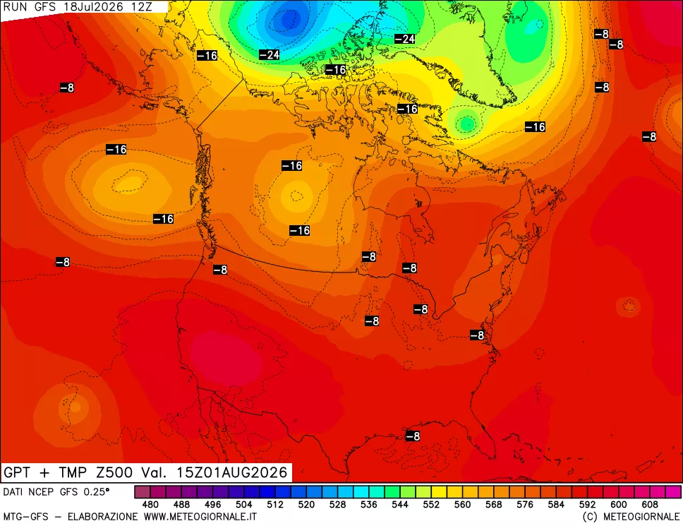 mappa 500 hPa GPT + Temp