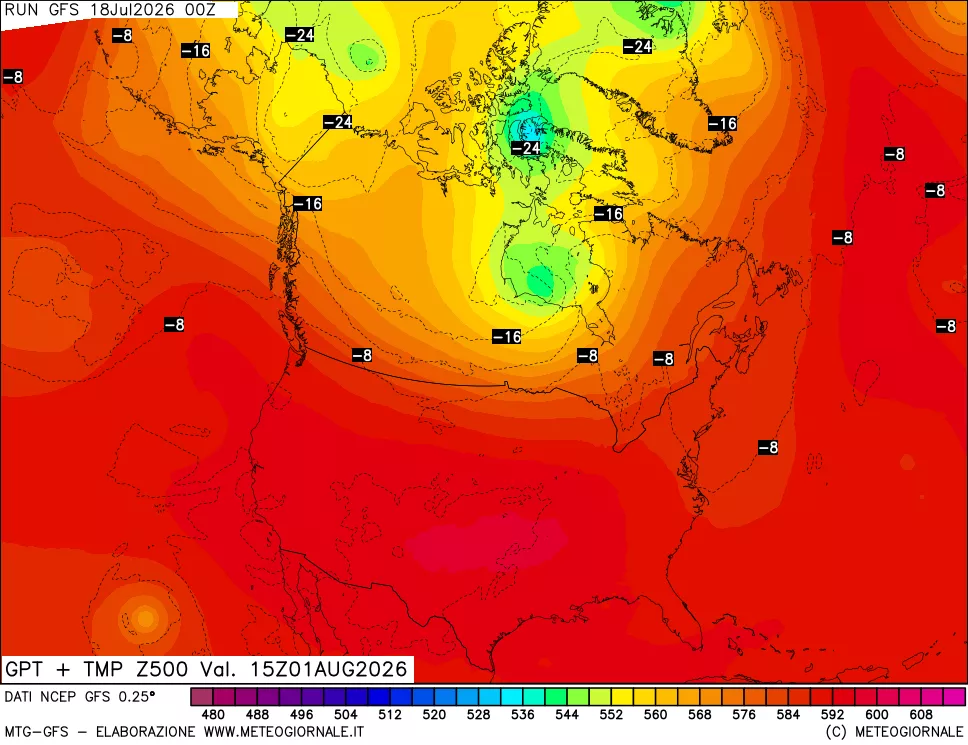 mappa 500 hPa GPT + Temp