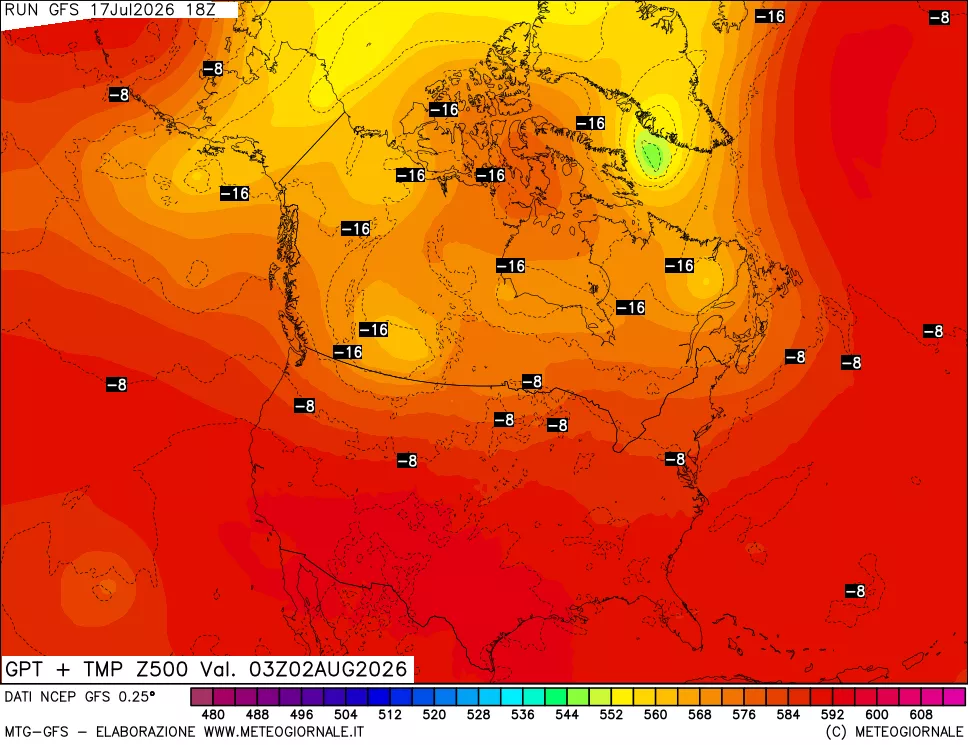 mappa 500 hPa GPT + Temp