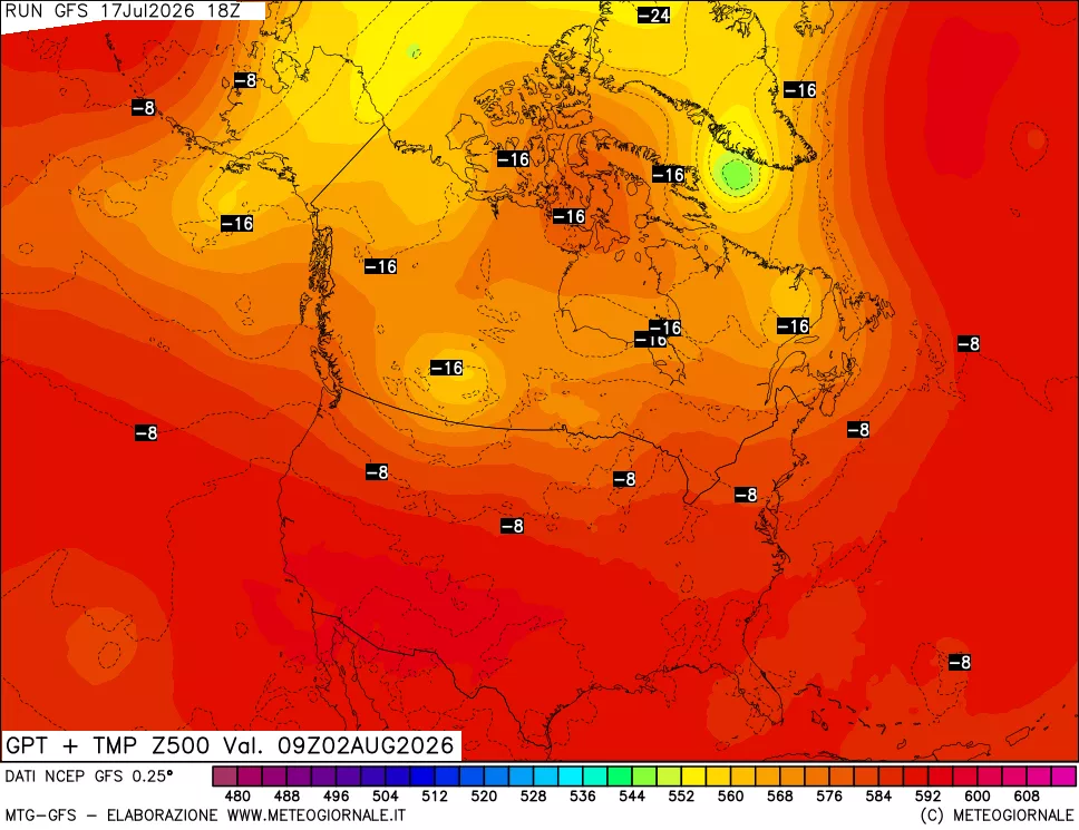 mappa 500 hPa GPT + Temp