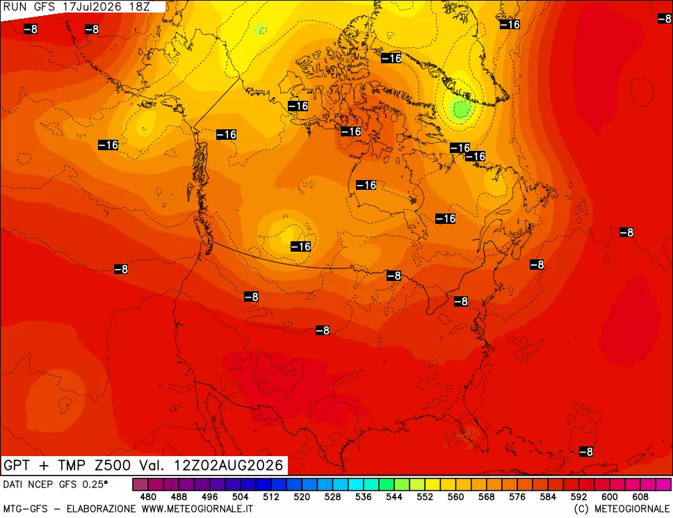 mappa 500 hPa GPT + Temp