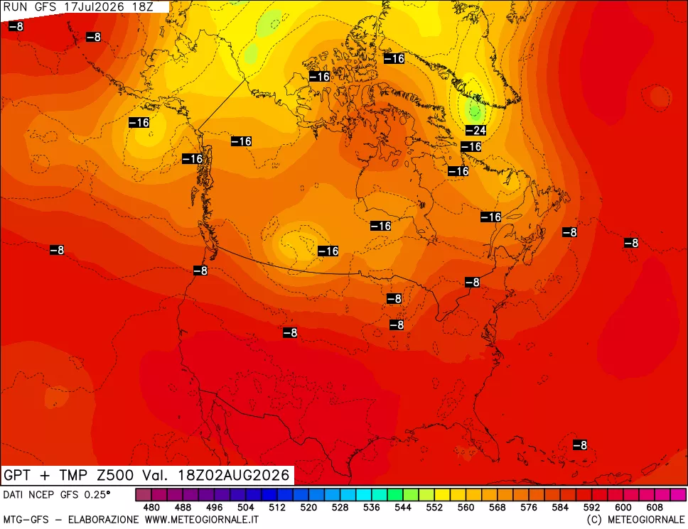 mappa 500 hPa GPT + Temp