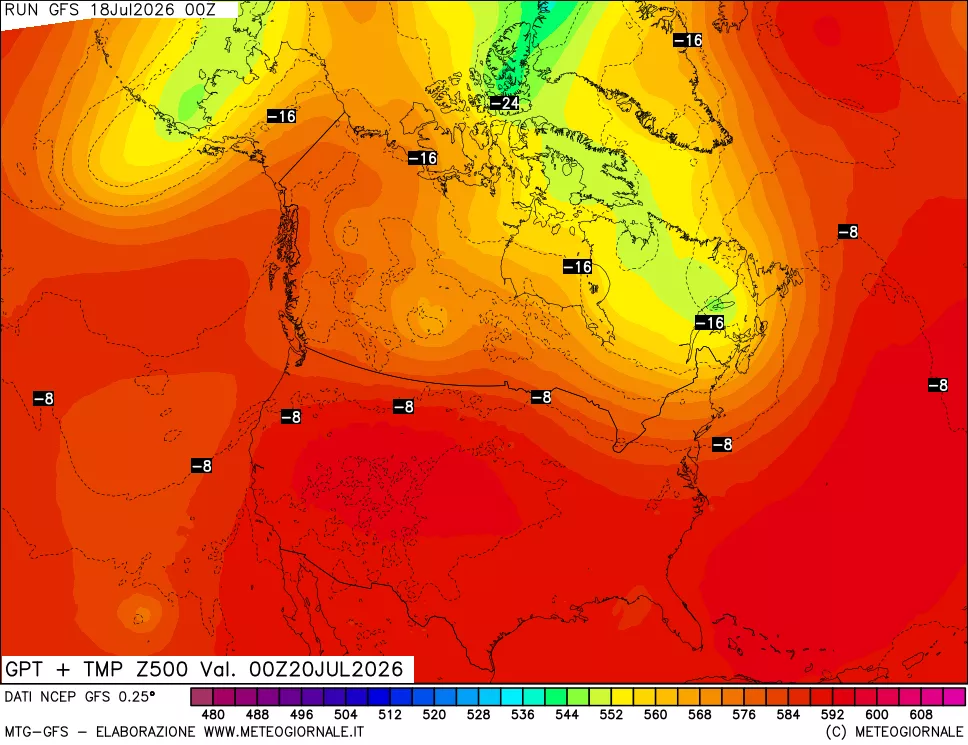 mappa 500 hPa GPT + Temp