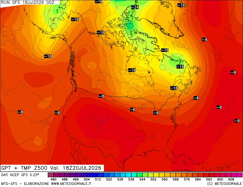 mappa 500 hPa GPT + Temp