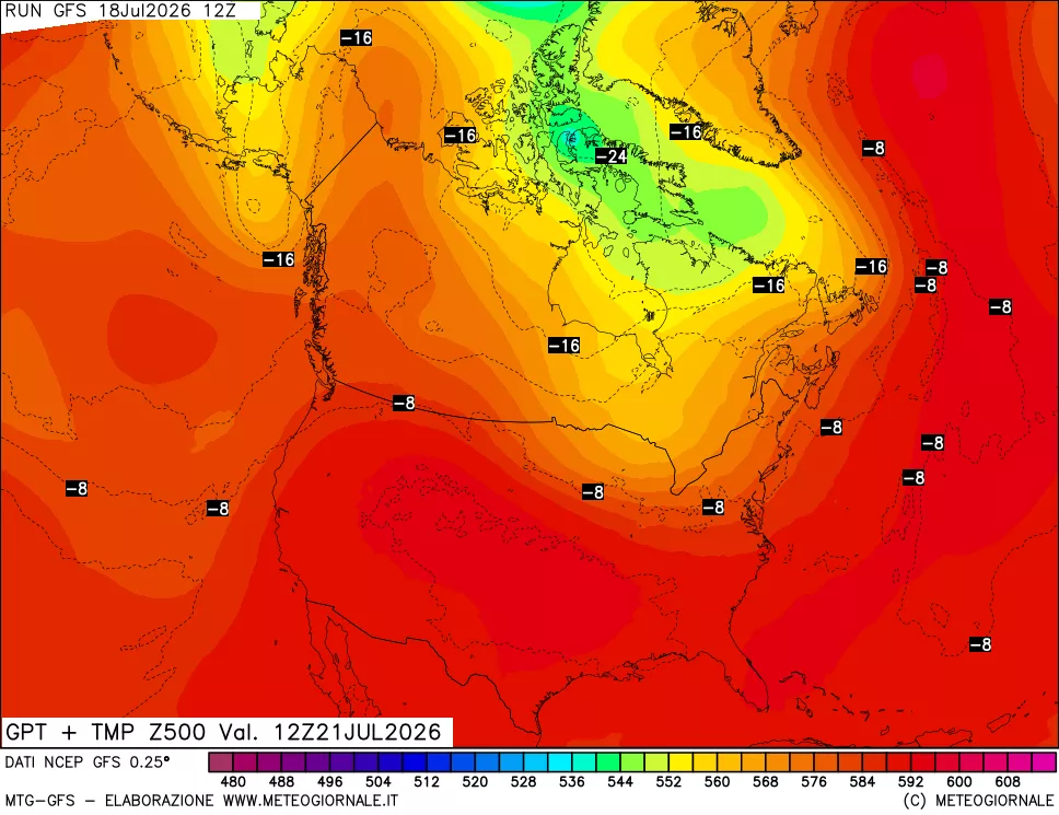 mappa 500 hPa GPT + Temp