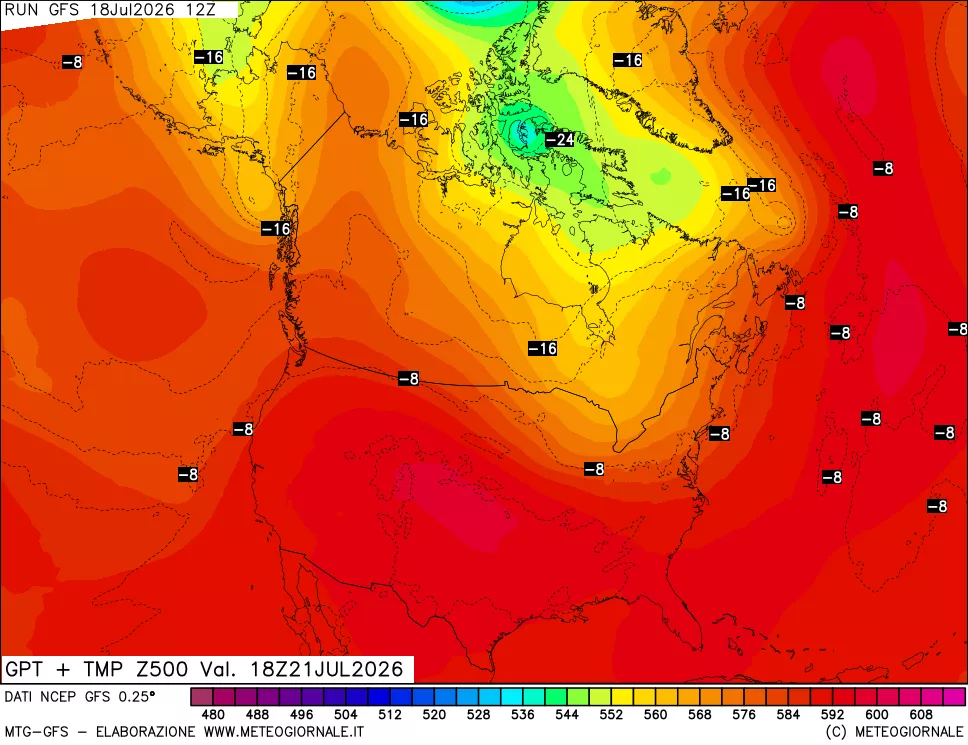 mappa 500 hPa GPT + Temp