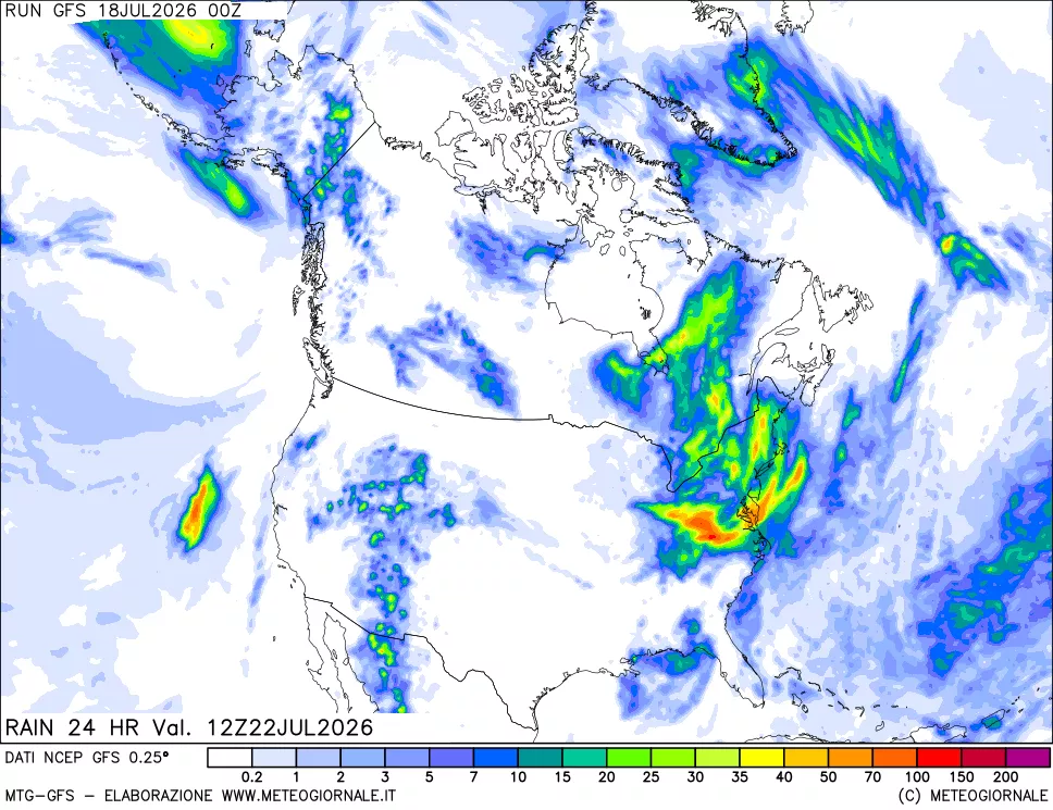 mappa Precipitazioni 24 ore precedenti