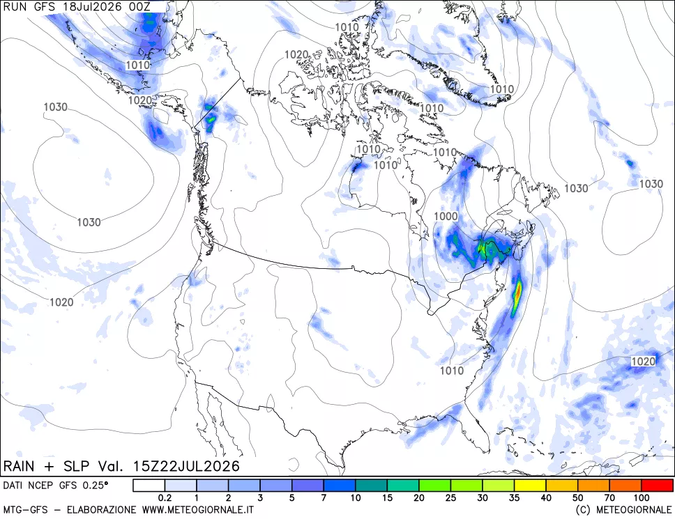 mappa Precipitazioni e pressione SLM