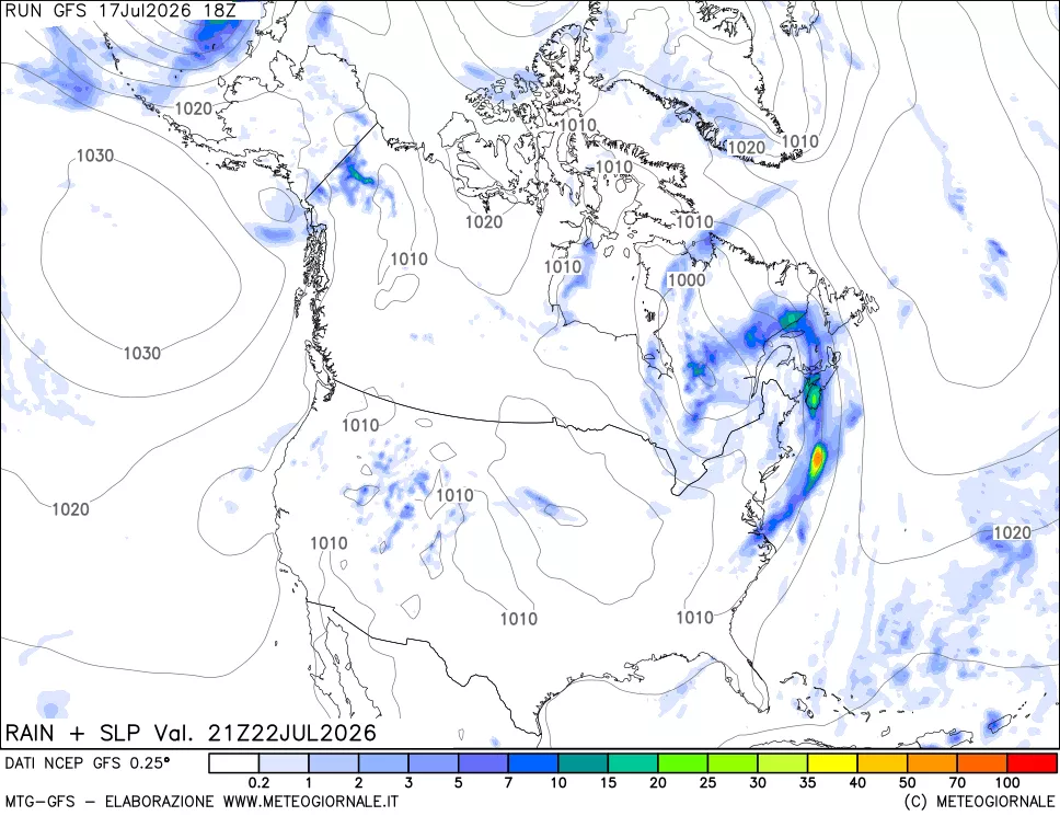 mappa Precipitazioni e pressione SLM