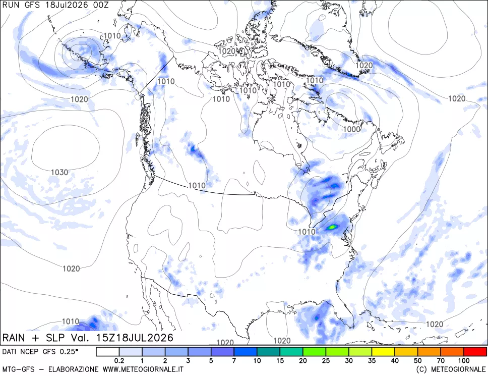 mappa Precipitazioni e pressione SLM