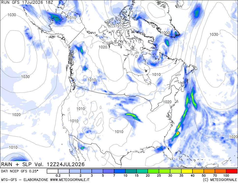 mappa Precipitazioni e pressione SLM