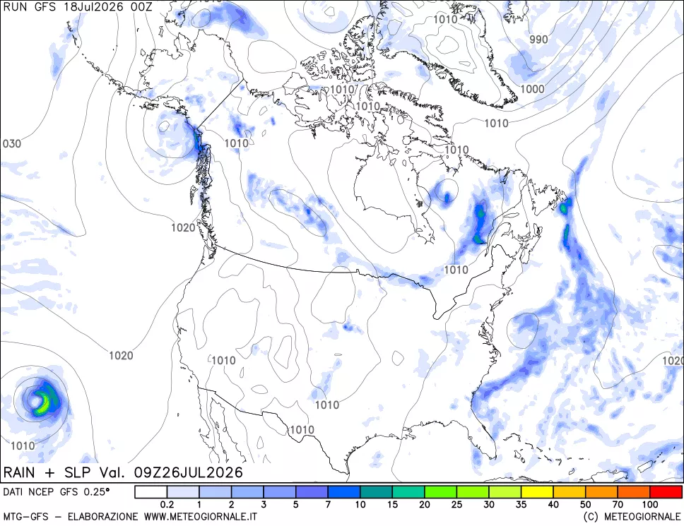 mappa Precipitazioni e pressione SLM