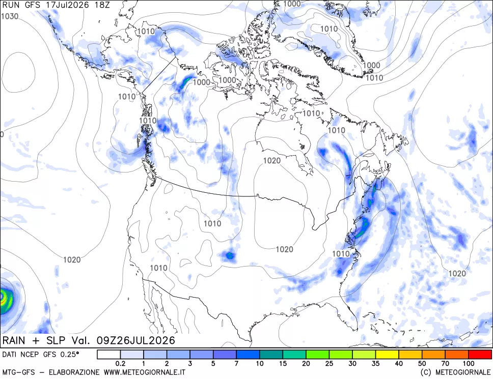 mappa Precipitazioni e pressione SLM